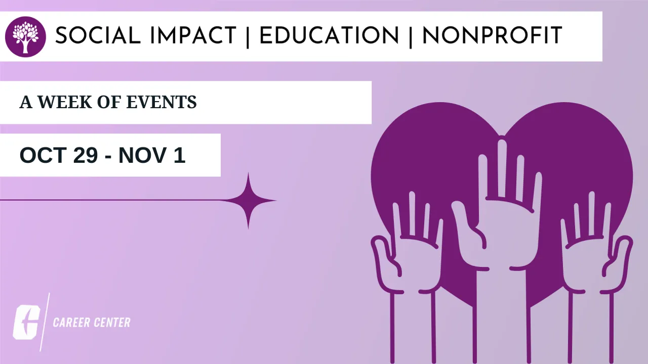 Social impact, education, nonprofit career community week on october 29th