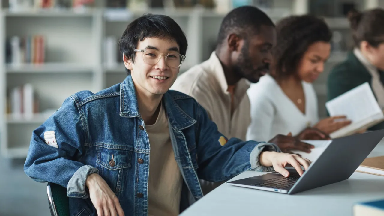 Student at computer