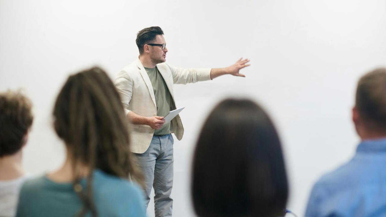 Man teaching in a classroom