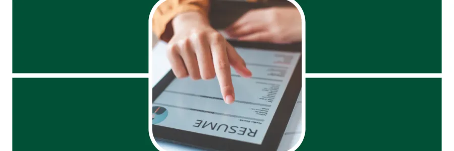 Resume on an ipad with someone pointing to it 