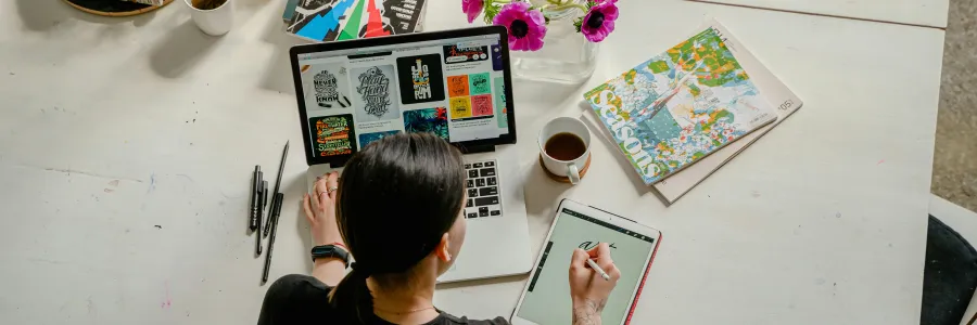 Girl at desk doing graphic design