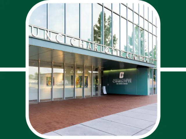 Image of UNCC center city downtown building's front doors