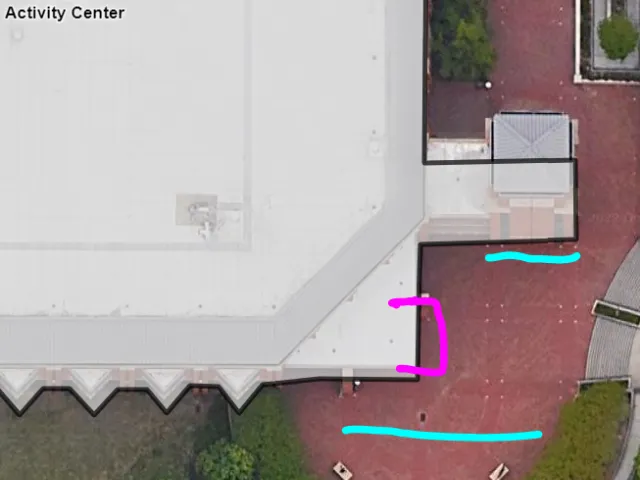 overhead picture of outside of event building