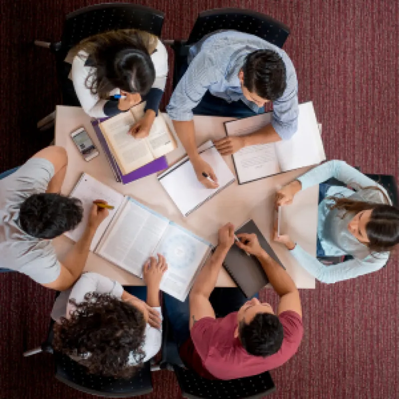 college students around a table