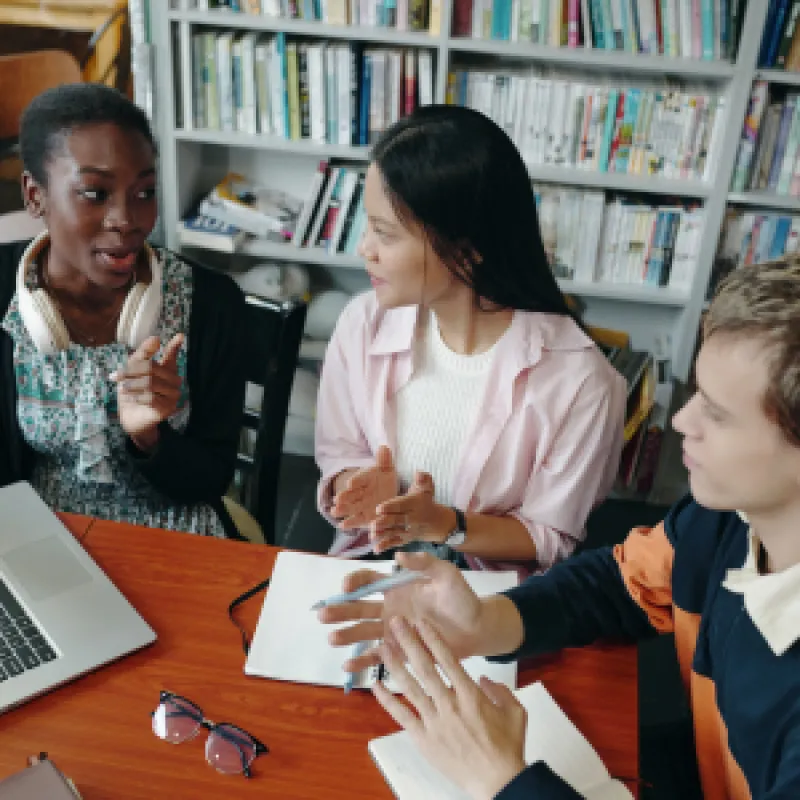 college students working