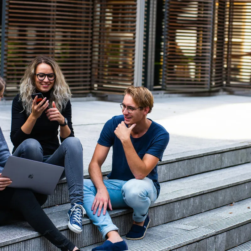 Students on steps