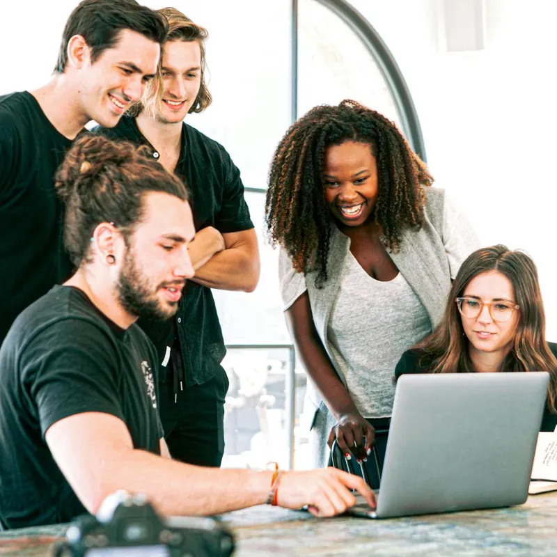 5 people at computer