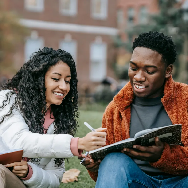 Two students studying